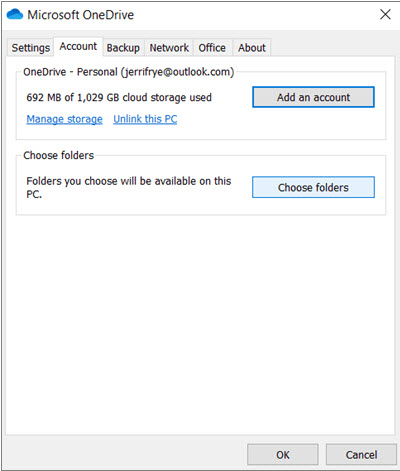 OneDrive Choose Folders