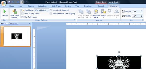 Tools/Options for Movie Objects